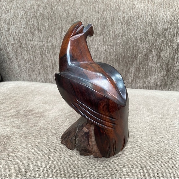 Hand Carved Wooden Ironwood HAWK FALCON Bird of Prey - Picture 3 of 7